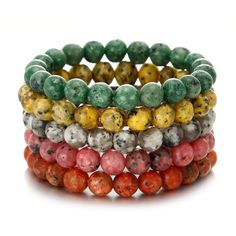 PRICES MAY VARY. 【Semi-precious Gemstones Bracelets Set】 - The package contains five different natural crystal stone bead bracelets, each of which is carefully selected and has a novel color. Each gemstone beaded bracelet can be worn separately or in combination to create a layered appearance, all of which are enough to bring you unique charm. 【Stretch Beaded Bracelets】 - Simple 8mm stone bracelet, 7-8.6 inches, flexible elastic design, easy to wear and remove, suitable for most people's wrists. Bracelets With Breads, Stone Bead Bracelets, Gemstones Bracelets, Stretch Beaded Bracelets, Crystal Beaded Bracelets, Bracelets Simple, Reiki Healing Crystals, Bracelets Set, Crystal Beads Bracelet