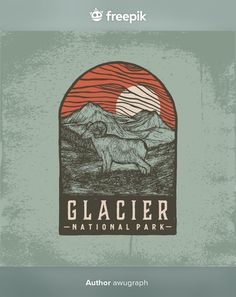 the cover for glacier national park's book, featuring an image of a bear and mountains