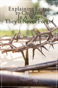 a crown of thorns with the words explaining easter to children in a way they'll never forget