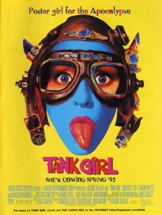 a movie poster for the film tank girl she's covering spring's nose