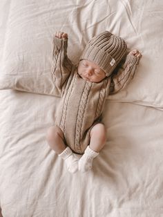 Cozy, sweet, and petite, our Cable Knit Romper is perfect for any occasion. Style one way one day and switch it up the next. Comes with 2 button detail at shoulder for easy dressing. 100% Organic Cotton 3 button closure at legs. Care Instructions:Cold gentle wash with like colors. Hang dry. Baby Asthetics, Baby Take Home Outfit, Newborn Baby Boys, Newborn Style, Newborn Coming Home Outfit Boy, Baby Boy Newborn Outfits, Beige Baby, Newborn First Outfit, Newborn Baby Outfits