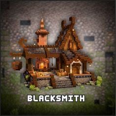 an image of a house made out of lego blocks with the words blacksmith on it