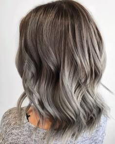 Grey Brown Hair, Balayage Hair Grey, Grey Hair Color Silver, Grey Ombre Hair, Brown Ombre Hair, Silver Highlights