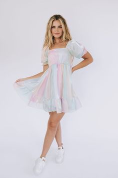 Head In The Clouds Dress - One Loved Babe Exclusive Pastel Rainbow Dress, Tulle Outfit, Dress For A Party, Rainbow Dresses, Eras Tour Concert, Pity Party, Pastel Dress, Lover Era, Birthday Party Outfits