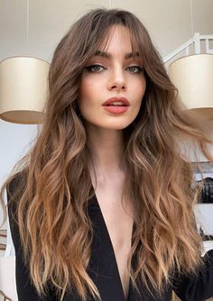 Trendy Haircuts, Long Wavy Hair, Haircuts For Long Hair, Curtain Bangs, Long Hair Cuts, Balayage Hair