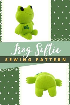 the frog softie sewing pattern is shown