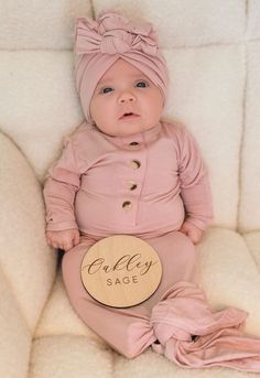 Dusty Rose Knotted Baby Gown Newborn Knotted Gown, Bow Turban, Newborn Baby Gown, Delicate Face, Personalized Swaddle Blanket, Personalized Swaddle, Newborn Gown, Newborn Clothes, Best Baby Gifts