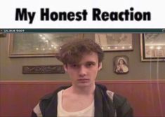 a young man sitting in front of a tv screen with the caption my honest reaction