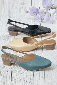 Clarks Sandals, Kitten Heel Shoes, Low Heel Sandals, Patent Leather Shoes, Slingbacks, Christmas Scenes, Leather Shoes Woman, Coldwater Creek