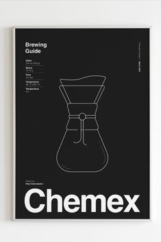 a black and white book with the title'chemex brewing guide'on it