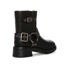 Bring style and comfort to your feet by wearing the Steve Madden® Kids Flyer boots. The wide-toe boots with a pull-on silhouette feature a side zipper closure. It features an elaborate buckle detailings on the side counter that elevates the look. The synthetic upper with textile lining and synthetic footbed offer maximum comfort. Slight block heel. Memory foam midsole. TPR outsole. Imported. Black Boots Low, Boho Style Boots, Mary Jane Platform Shoes, Girly Fits, Hot Halloween Outfits, Platform Mary Janes, Wide Fit Shoes, Cute Heels, Buckle Boots