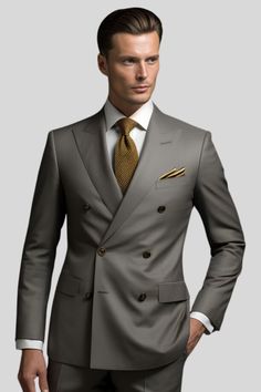 Unleash timeless sophistication with our Men's Grey Double Breasted Suit. Whether you're stepping into the boardroom or attending a special occasion, make a statement with this impeccably tailored suit. #2023Fashion #StyleTrends #FashionInspo #OOTD2023 #StreetStyle #RunwayLooks #Fashionista #SustainableFashion #CapsuleWardrobe #VintageFashion #EcoFriendlyFashion #FashionGoals #FashionForward #InstaStyle #TrendyOutfits #DesignerFashion #FashionBlogger #ChicStyle #WardrobeEssentials #SeasonalFashion Silver Suit For Men, Black And Grey Suit, Silver Suit, Best Suits For Men, Grey Suit Men, Stylish Mens Suits, Man Suits, Men's Business Outfits