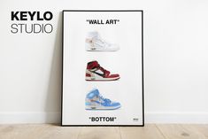 Off White Trainers, Off White Jordan 1, Jordan 1 Off White, Sneaker Posters, Nike Jordan 1, Trainer Sneakers, Printable Artwork, White Trainers, Printing Center