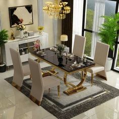 #homedecor, #interiordesign, #homedesign, #decor inspiration Classic Channel, Gold Dining Chairs, Dining Room Decor Modern, Dining Chairs Set Of 4, Gold Dining, High Back Dining Chairs, Ceiling Design Modern, Dining Room Chair