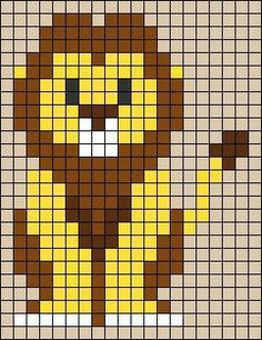 a cross stitch pattern with a brown and yellow lion on it's back side