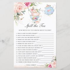 a tea party game with flowers on it