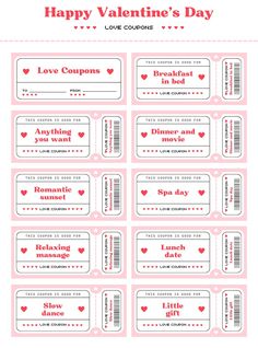 printable valentine's day coupons with hearts on them