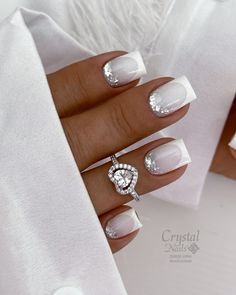 #nails #nailart #nailsofinstagram #manicure #nailsoftheday #gelnails #beauty #nailsart #nail #nailsdesign #naildesign #nailtech #acrylicnails #nailsonfleek #nailsnailsnails #u #nailstagram #naildesigns #instanails Nail 2025 Trends, White On White French Manicure, White Sparkly Nails, Almond Acrylic Nails Designs, Elegant Touch Nails, Fancy Nail Art, Acrylic Toe Nails, Manicure Nail Designs