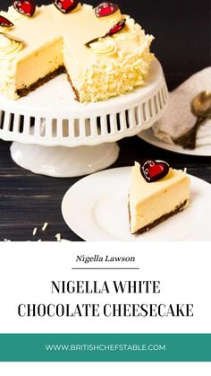 Nigella White Chocolate Cheesecake White Chocolate Cheesecake Recipes, Dessert Names, Nigella Lawson Recipes, Truffle Cream, Famous Chef, White Chocolate Cheesecake, Double Cream, Cooking Chocolate, Chocolate Cheese