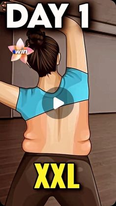 a woman is doing exercises on her back with the words, day 1 xxl