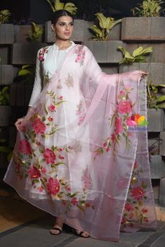 White jacket frock with front open ankle length, bottom churidar, pure organza dupatta, floral hand painted on overall dupatta,floral boota on frock. U can change the combination on your choice 💯% fabric gauranteed, work guaranteed Slightly color changes b'coz of light and resolution 99% same as picture Do not wash in machine and detergent 1st dry clean Instant wash use instant dryer after washing with water Do not use high heat iron on the work Put paper while ironing hand work fabric or in th Luxury Handloom Organza Dupatta, Cheap Cotton Self Design Dupatta, Luxury Organza Dupatta For Party Wear, Luxury Women's Organza Churidar, Luxury Cotton Silk Dupatta For Spring, Affordable Art Silk Dupatta For Eid, Luxury Art Silk Party Wear Dupatta, Luxury White Art Silk Dupatta, Cheap Art Silk Traditional Wear For Festive Season