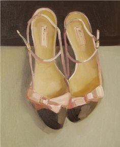 a painting of a pair of pink shoes