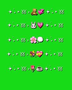 a green screen with several different emotes and symbols in the center on each side