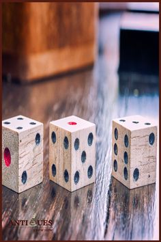 Vintage Handmade Wooden Dice Asymmetrical Shapes, Nature Design, Handmade Wooden, Hand Painted, Design