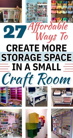 Craft Room Organization - 27 Affordable Ways To Create More Storage Space Craft Room Wall Storage Shelves, Creative Space Organization, Small Room Craft Room, Closet Craft Organization Ideas, Craft Organization Closet, Craft Room Storage Shelves, Scrapbook Storage Ideas For Small Spaces, Small Sewing Space Organization, Craft Room Wall Storage Diy