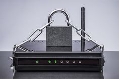 the router is connected to an external hard drive with a padlock on it