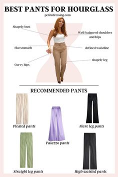 Fashion tips:Stretch Fabric Dressing Hourglass Shape, Best Outfits For Hourglass Shape, Hour Glass Figure Clothing Style, Pants For Hourglass Shape, Hourglass Tips, Pants Guide