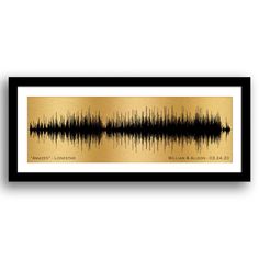 the sound wave art print in gold and black