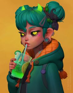 ArtStation - Octopus Soda Illustrations Art, 3d Artwork, Arte Sketchbook, 영감을 주는 캐릭터, 3d Characters, Digital Art Girl, A Cartoon