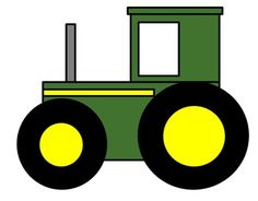 a green tractor with yellow wheels on a white background