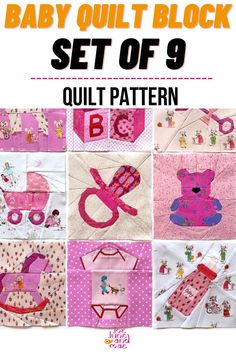 Learn how to make this easy Baby Quilt Patterns Set of 9.  This beautiful PDF Pattern Set includes 9 different Baby Quilt Blocks. Easy Baby Quilt Patterns, Easy Baby Quilt, Baby Quilt Patterns Easy