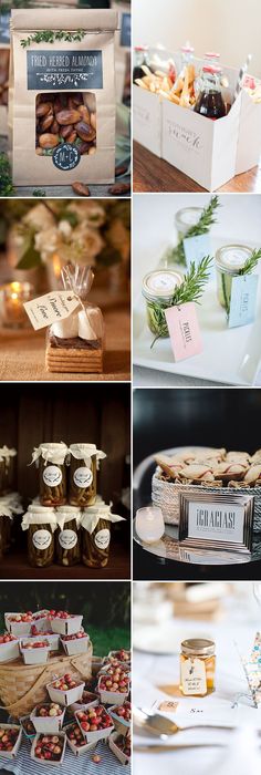 several different pictures of food and drinks on display in various stages of being displayed together