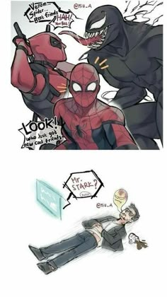 two comics that are very funny and one has an image of spider man on it