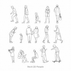 people standing and sitting in different positions on their cell phones, with the text reviv 3d people