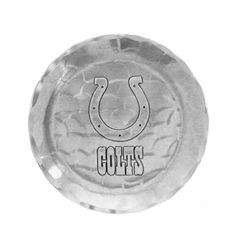 a glass plate with the word colts on it