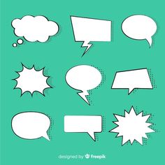 various speech bubbles on a green background