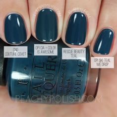 Opi Cia Color Is Awesome, Sally Nails, Manicure Natural, Opi Nail Colors, Teal Nails, Diy Kosmetik, Opi Nail Polish, Dark Nails, Fall Nail Colors