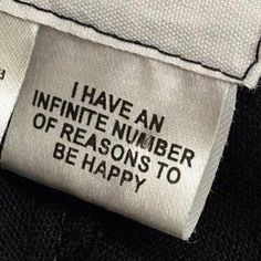 a label that says i have an infinite number of reason to be happy