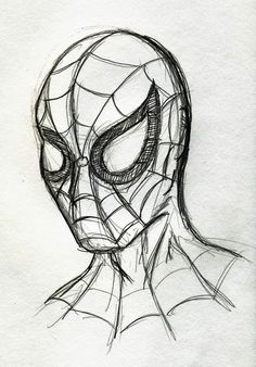 a drawing of a spider man's face