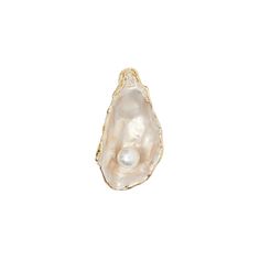 a pearl and gold ring on a white background