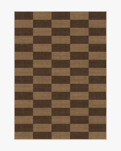 a brown and beige checkered rug on a white background