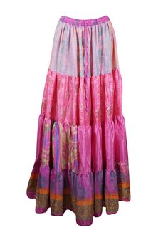 Embrace your free-spirited side with our Boho Chic Maxi Skirt, designed for the modern soul who loves to blend Hot Pink Floral comfort and style. This flowing, maxi-length skirt features vintage-inspired tribal prints and earthy tones, perfect for creating a laid-back yet hippie-style look. Handcrafted with care, the skirt boasts tiered layers and subtle, giving it a graceful, gypsy flair. Whether you're strolling on the beach or attending a festival, this relaxed-fit statement skirt will flow e Bohemian Maxi Dress With Lined Flared Skirt, Bohemian Flared Maxi Dress, Bohemian Maxi Dress With Relaxed Flared Skirt, Bohemian Patchwork Skirt For Vacation, Pink Maxi Dress With Lined Skirt, Pink Maxi Skirt For Beach, Long Beach Skirt With Patchwork, Patchwork Maxi Skirt For Beach, Long Patchwork Skirt For Beach