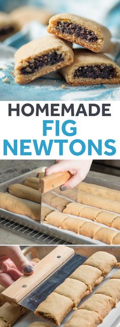 homemade fig newtons on a baking rack with text overlay that reads homemade fig newtons