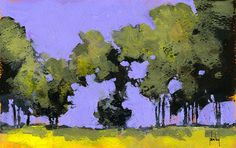 an abstract painting of trees on a sunny day