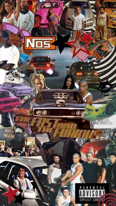 the collage shows many different people and cars in various colors, shapes, and sizes