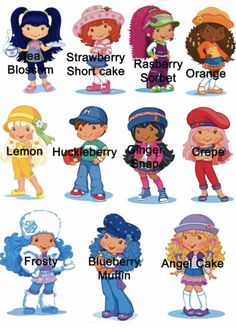 the different types of children's clothing are shown in this cartoon character chart,